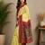 yellow maroon chanderi cotton printed party wear festive 1 minute ready to wear saree with unstitched blouse piece