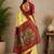 yellow maroon chanderi cotton printed party wear festive 1 minute ready to wear saree with unstitched blouse piece