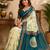 off white turquoise chanderi cotton  party wear festive 1 minute ready to wear saree with unstitched blouse piece