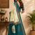 off white turquoise chanderi cotton  party wear festive 1 minute ready to wear saree with unstitched blouse piece