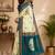off white turquoise chanderi cotton  party wear festive 1 minute ready to wear saree with unstitched blouse piece