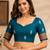 off white turquoise chanderi cotton  party wear festive 1 minute ready to wear saree with unstitched blouse piece