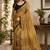 mustard black chanderi cotton printed  party wear festive 1 minute ready to wear saree with unstitched blouse piece