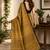 mustard black chanderi cotton printed  party wear festive 1 minute ready to wear saree with unstitched blouse piece