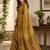 mustard black chanderi cotton printed  party wear festive 1 minute ready to wear saree with unstitched blouse piece