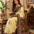 cream mehendi chanderi cotton printed  party wear festive 1 minute ready to wear saree with unstitched blouse piece