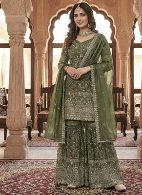 Mahendi embroidered sharara suit 2