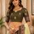 cream mehendi chanderi cotton printed  party wear festive 1 minute ready to wear saree with unstitched blouse piece