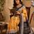 yellow black chanderi cotton printed  party wear festive 1 minute ready to wear saree with unstitched blouse piece