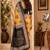 yellow black chanderi cotton printed  party wear festive 1 minute ready to wear saree with unstitched blouse piece