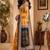 yellow black chanderi cotton printed  party wear festive 1 minute ready to wear saree with unstitched blouse piece