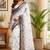 white chanderi cotton printed party wear festive 1 minute ready to wear saree with unstitched blouse piece
