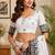 white chanderi cotton printed party wear festive 1 minute ready to wear saree with unstitched blouse piece