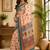 peach turquoise chanderi cotton printed  party wear festive 1 minute ready to wear saree with unstitched blouse piece