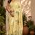 light beige chanderi cotton printed  party wear festive 1 minute ready to wear saree with unstitched blouse piece