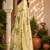 light beige chanderi cotton printed  party wear festive 1 minute ready to wear saree with unstitched blouse piece