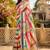 off white chanderi cotton printed party wear festive 1 minute ready to wear saree with unstitched blouse piece