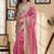 pink white chanderi cotton printed  party wear festive 1 minute ready to wear saree with unstitched blouse piece