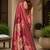 pink maroon chanderi cotton printed party wear festive 1 minute ready to wear saree with unstitched blouse piece