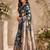 blue beige chanderi cotton printed  party wear festive 1 minute ready to wear saree with unstitched blouse piece
