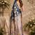 blue beige chanderi cotton printed  party wear festive 1 minute ready to wear saree with unstitched blouse piece