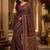 blue purple chanderi cotton printed party wear festive 1 minute ready to wear saree with unstitched blouse piece