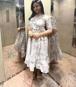 grey rayon printed dress