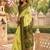 lemon mehendi chanderi cotton printed party wear festive 1 minute ready to wear saree with unstitched blouse piece
