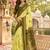 lemon mehendi chanderi cotton printed party wear festive 1 minute ready to wear saree with unstitched blouse piece