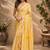 yellow cream chanderi cotton printed  party wear festive 1 minute ready to wear saree with unstitched blouse piece