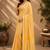 yellow cream chanderi cotton printed  party wear festive 1 minute ready to wear saree with unstitched blouse piece