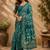 teal chanderi cotton printed work designer party wear festive 1 minute ready to wear saree with unstitched blouse piece