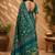 teal chanderi cotton printed work designer party wear festive 1 minute ready to wear saree with unstitched blouse piece