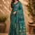 teal chanderi cotton printed work designer party wear festive 1 minute ready to wear saree with unstitched blouse piece