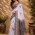 white grey chanderi cotton printed party wear festive 1 minute ready to wear saree with unstitched blouse piece