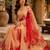 red cream chanderi cotton printed party wear festive 1 minute ready to wear saree with unstitched blouse piece