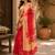 red cream chanderi cotton printed party wear festive 1 minute ready to wear saree with unstitched blouse piece