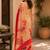 red cream chanderi cotton printed party wear festive 1 minute ready to wear saree with unstitched blouse piece