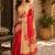 red cream chanderi cotton printed party wear festive 1 minute ready to wear saree with unstitched blouse piece