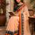 peach blue chanderi cotton printed  party wear festive 1 minute ready to wear saree with unstitched blouse piece
