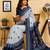 white blue chanderi cotton printed  party wear festive 1 minute ready to wear saree with unstitched blouse piece
