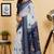 white blue chanderi cotton printed  party wear festive 1 minute ready to wear saree with unstitched blouse piece
