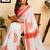 white pink chanderi cotton printed  party wear festive 1 minute ready to wear saree with unstitched blouse piece