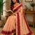 pich rani pink chanderi cotton printed  party wear festive 1 minute ready to wear saree with unstitched blouse piece