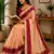 pich rani pink chanderi cotton printed  party wear festive 1 minute ready to wear saree with unstitched blouse piece