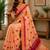 peach pink chanderi cotton printed   party wear festive 1 minute ready to wear saree with unstitched blouse piece