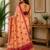 peach pink chanderi cotton printed   party wear festive 1 minute ready to wear saree with unstitched blouse piece
