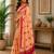 peach pink chanderi cotton printed   party wear festive 1 minute ready to wear saree with unstitched blouse piece