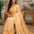 beige chanderi cotton printed work party wear  festive 1 minute ready to wear saree with unstitched blouse piece