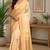 beige chanderi cotton printed work party wear  festive 1 minute ready to wear saree with unstitched blouse piece